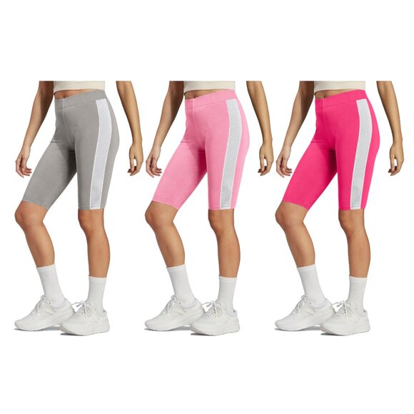 Women's Classic Comfy High-Waist  Biker Shorts with 4-Way Stretch & Mesh Detail - Picture 14 of 16